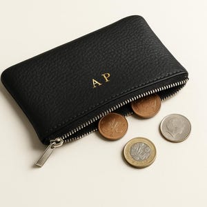 Leather Coin Purse Personalized  | Custom Card Holder Wallet | Gift for Her | Monogram Leather Pouch | Zipper Wallet for Women