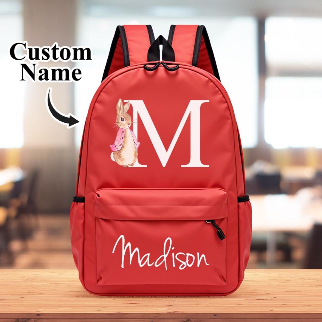 Personalized Name Initial Backpack With Rabbit Design Girls Boys Kids ...