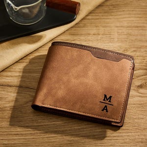 Billetera unisex personalizada de cuero plegable Billetera personalizada Billetera grabada Billetera con foto Regalos para el día del padre