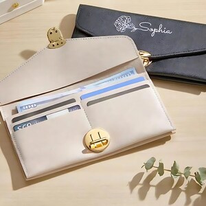 Carteira personalizada com flor de nascimento e nome, presente de aniversário para ela, bolsa personalizada para mulher