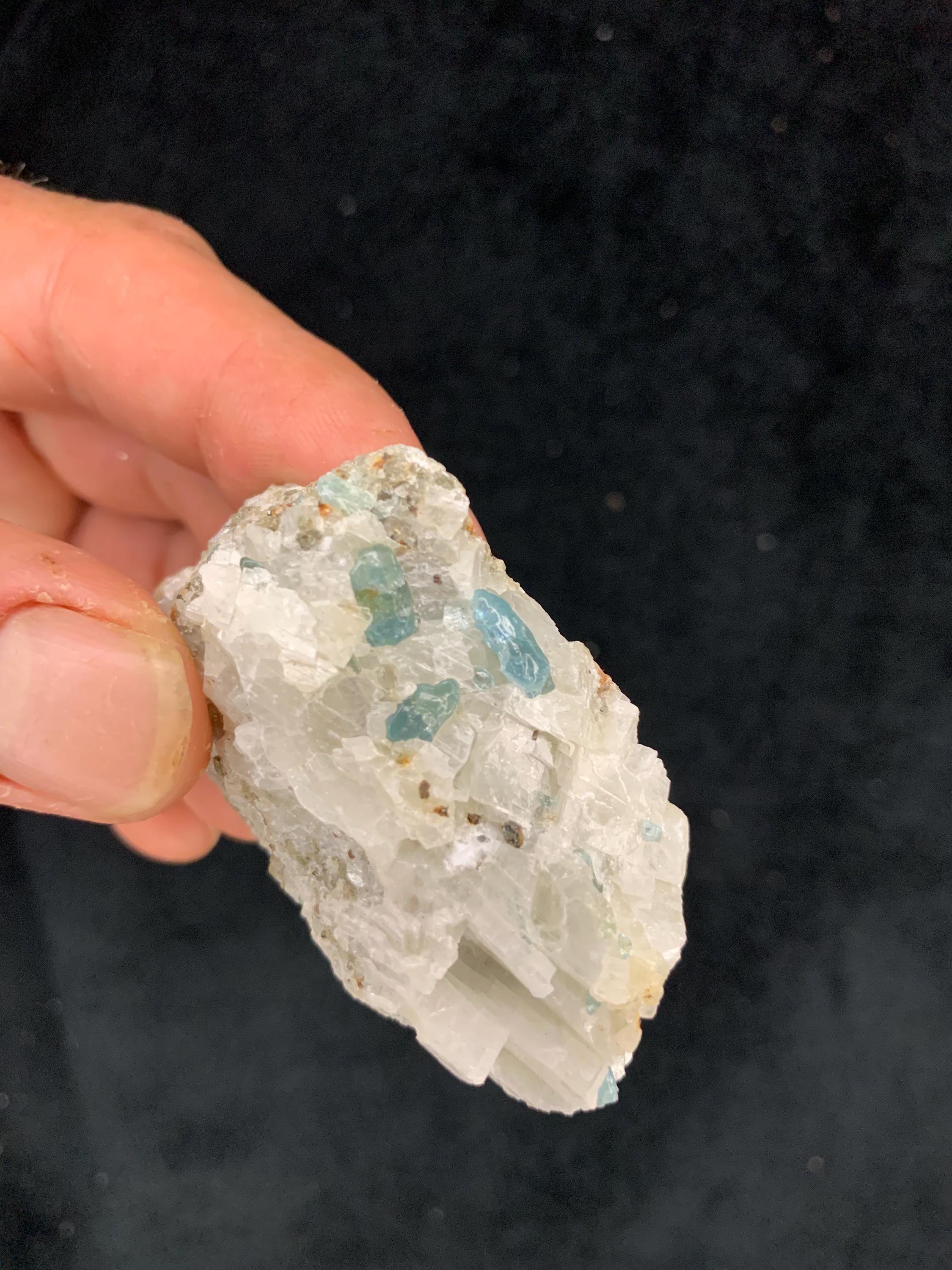 Blue Fluorapatite on Calcite, Outaouais, Quebec, Canada, Grenville - Main Image