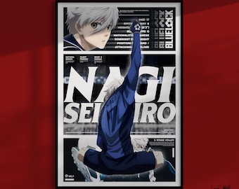 Blue lock Poster | Nagi Poster | Isagi Poster | Blue lock Gift | Anime Poster | Nagi Seishiro Poster | BL Poster | Bluelock | White
