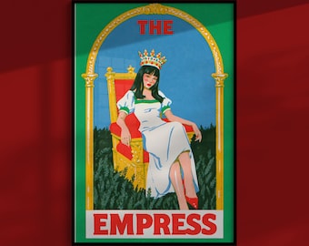 Das Kaiserin-Tarot-Poster: Gekrönte Frau auf einem Thron, mystisches, hexenhaftes Wandbild