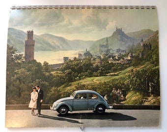 NEW Lower Price! Vintage 1962 Volkswagen Art Calendar with famous paintings featuring 1962 VW models!