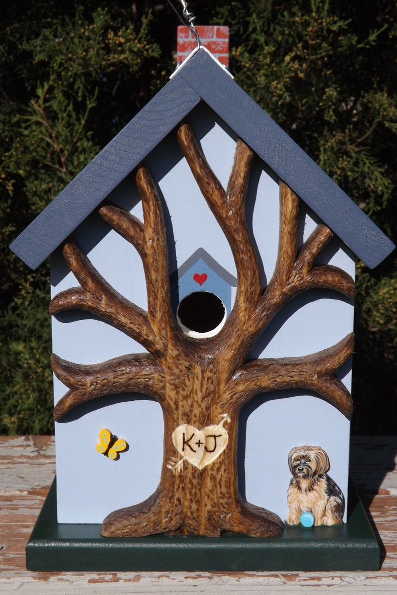 Personalized Birdhouse with Heart Carved Tree Etsy