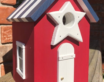 Americana Birdhouse Red White and Blue