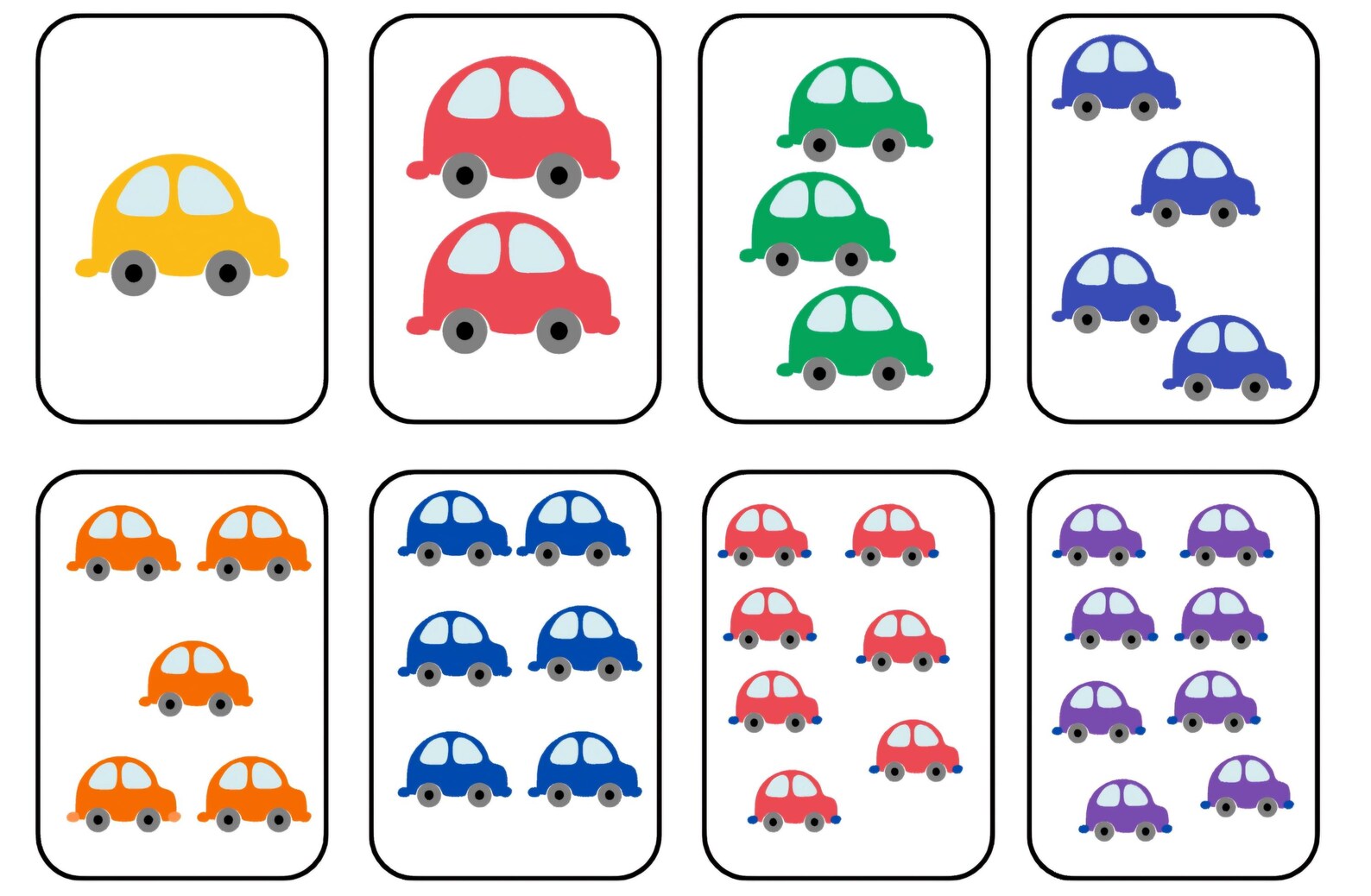 Matching Game Printable Cars Memory Game for Toddlers / Preschool/ Home ...