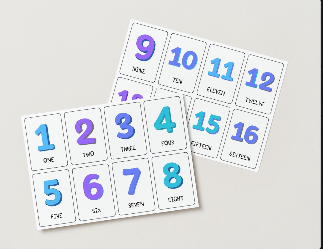 Numbers 1-20 Flashcards Printable Digital Download/kids Learning/maths