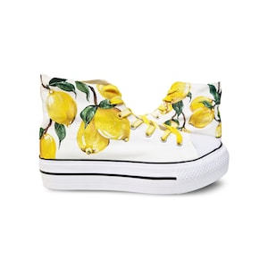 Hand Painted Fruit Sneakers: Custom Fabric Shoes, Personalized Design