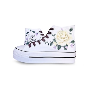 Custom Hand-Painted Floral Wedding Sneakers: Personalized Bridal Gift