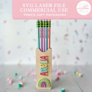 Gepersonaliseerde potloodcadeau-SVG | Lasergesneden potloodhouder | Terug naar school cadeaupotloden | Aanpasbaar hout- en acrylbestand | Sjabloon voor inktvis