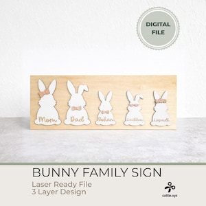 Spersonalizowany szablon znaku rodziny króliczków (plik cyfrowy)