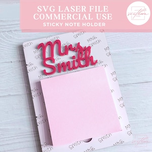 Sticky Note Holder SVG | Personalized Teacher Gift File | Laser Cut Wood & Acrylic Notepad Holder | Custom Desk Organizer | Cuttle Template