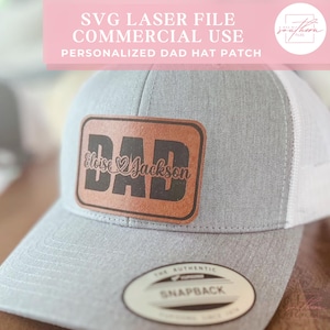 Patch de chapeau pour la fête des pères SVG | Fichier numérique de patch papa personnalisé | Patch pour chapeau personnalisé découpé au laser | Écusson pour chapeau avec prénoms pour enfants | Cadeau pour lui | Pop Pop