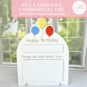 誕生日メッセージボード SVG | レーザーカットデジタルファイル | 消去可能な誕生日サイン | 教室での誕生日の伝統 | 再利用可能な誕生日ボード SVG