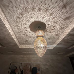 Handmade Moroccan Brass Pendant Light Customizable Boho Ceiling Lamp with Intricate Patterns, silver hanging lamp ,handcrafted ceiling lamp