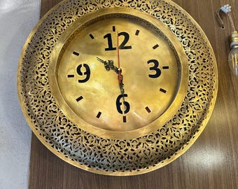Handcrafted Brass Wall Clock, Antique Ornate Vintage Style Wall Watch with Customizable Engraving, Elegant Home Décor wall hanging clock