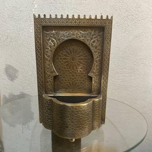 Handmade Moroccan Brass Fountain Hand Engraved Moorish Wall Art Vintage Style Home Decor