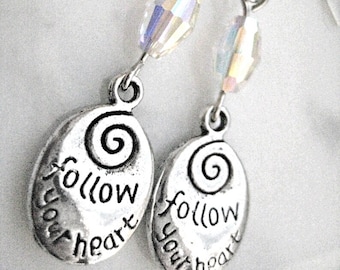 Hypoallergenic Earrings with Sayings with Swarovski Crystal Beads