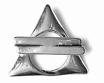 Cierre de palanca triangular plegado de plata de ley 925