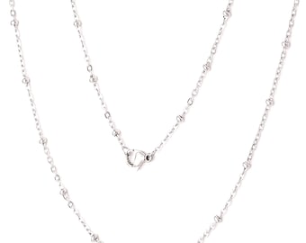 Silver Stainless Steel Ball Station Cable Chain 18 inch 20 inch