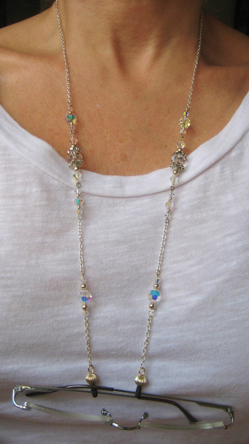Eyeglass Chain with Swarovski Crystals CHOICE OF ENDS New