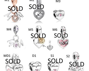 Pandora Compatible Charms Mother Daughter Sister 925 Sterling Silver
