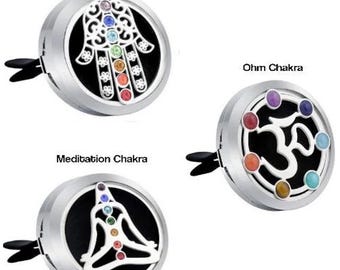 Difusor de aceites esenciales con clip para ventilación de coche de cristal de 7 chakras