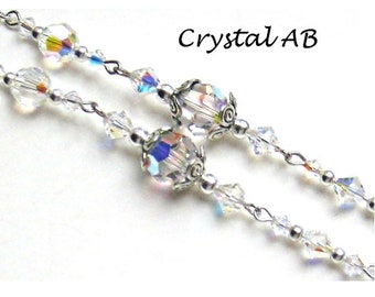 Eyeglass Chain with Swarovski Crystal AB's CHOICE of ENDS No Tarnish Chain