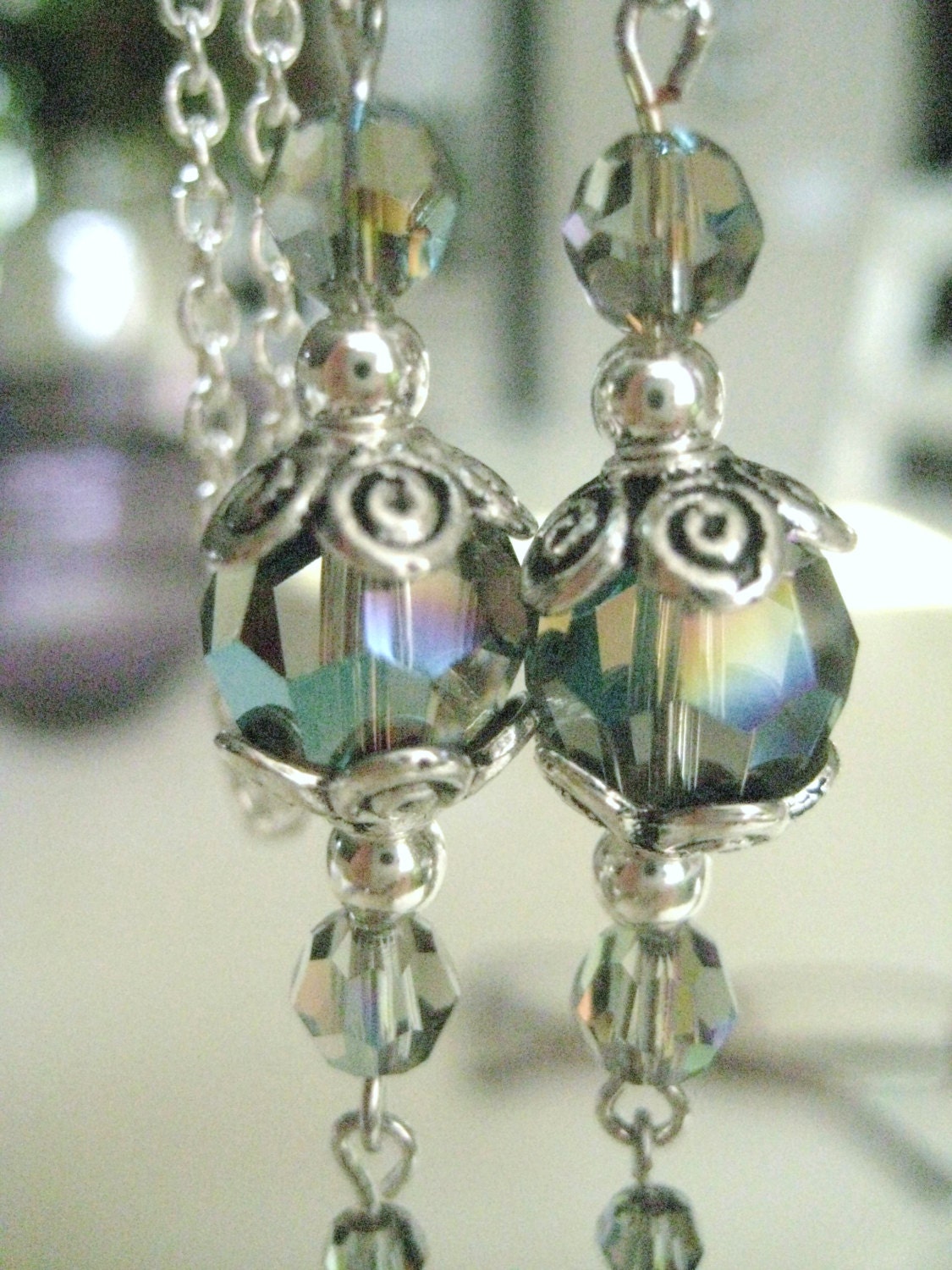 Eyeglass Chain with Swarovski Black Diamond Crystals CHOICE OF Etsy