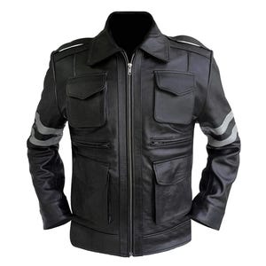 Handmade Resident Evil 6 Leon Kennedy Black Leather Jacket - Premium RE6 Gaming Outfit