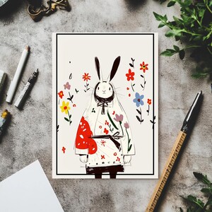 Osterkarte - Hase im Bademantel