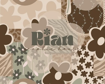Sad Beige Floral Patchwork Seamless