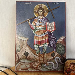 Jesus Christ icon Orthodox icons Greek Orthodox byzantine icon Faithful copy of an orthodox Byzantine icon printed on wood