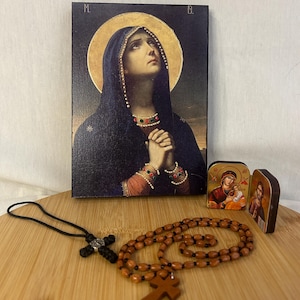 Virgin Mary Panagia icon Greek Orthodox byzantine icon Faithful copy of an orthodox Byzantine icon printed on wood catholic icon