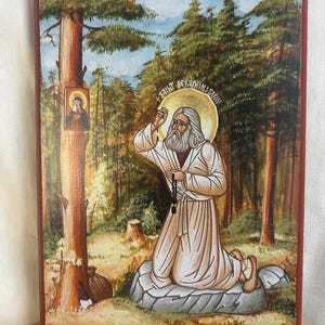 Saint Seraphim of Sarov Icon: Byzantine Orthodox Art, Printed on Wood