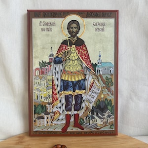 Alexander Nevsky icon Orthodox icons Greek Orthodox byzantine icon Faithful copy of an orthodox Byzantine icon printed on wood