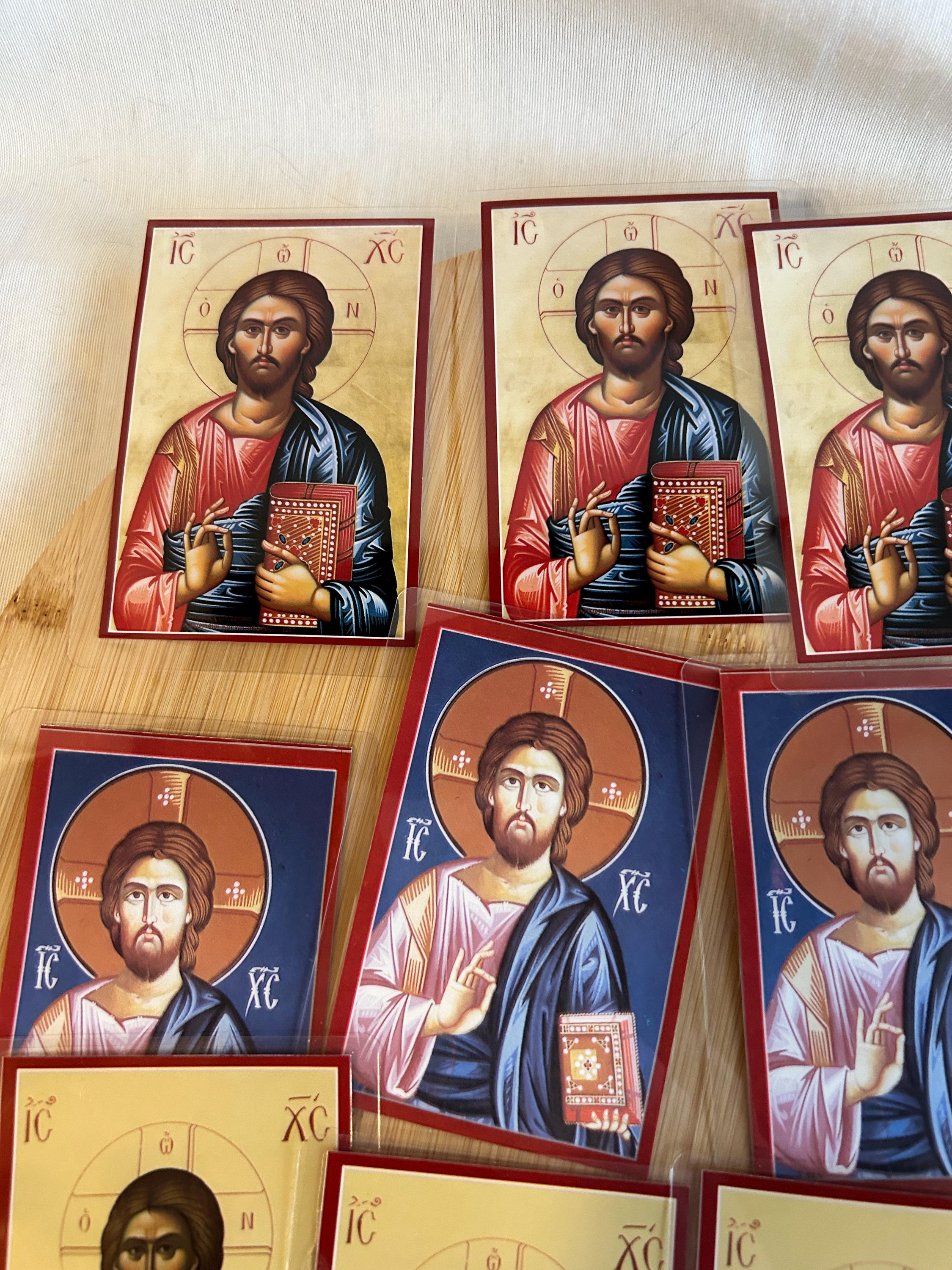 Religious Icon Card Set of 12 Different Laminated Printed Jesus Christ Cards, Church School ...