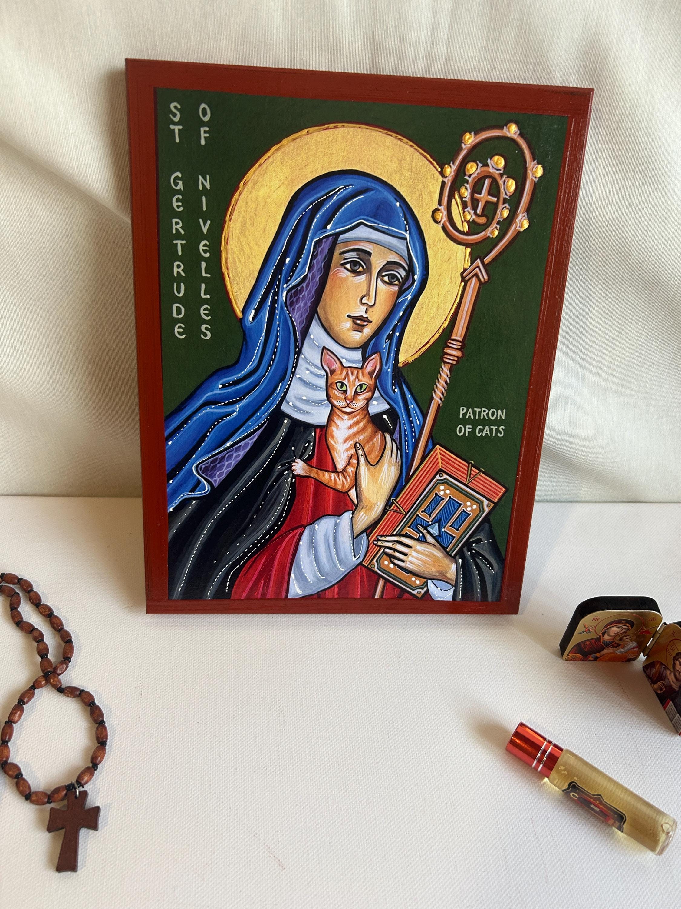 patron saint of tobacco Saint Gertrude of Nivelles Icon Orthodox Icons Greek Byzantine Icon  Faithful Copy of an Orthodox Byzantine Icon Wedding Gift