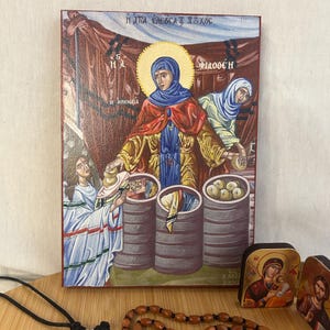 Saint Filothei icon Orthodox icons Greek Orthodox byzantine icon Faithful copy of an orthodox Byzantine icon printed on wood