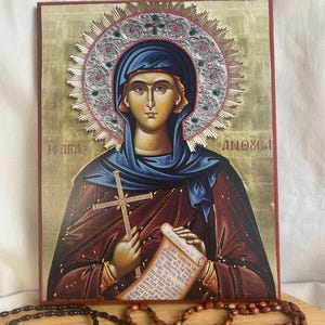 Saint Anthοusa icon Orthodox icons Greek Orthodox byzantine icon Faithful copy of an orthodox icon printed on wood