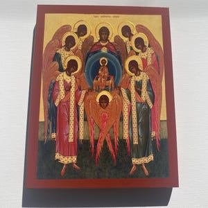 The assembly of the archangels icon Orthodox icons Greek Orthodox byzantine icon Faithful copy of an orthodox Byzantine icon printed on wood