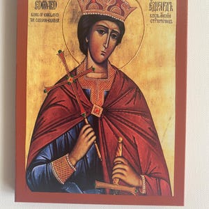 Saint Edward  icon Orthodox icons Greek Orthodox byzantine icon Faithful copy of an orthodox Byzantine icon printed on wood