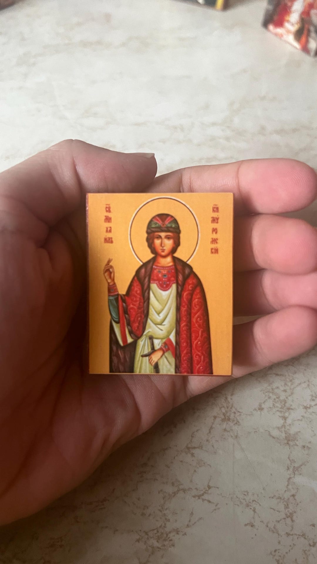 Small Wooden Pocket Icon Saint Michael Prince of Murom in Premium ...