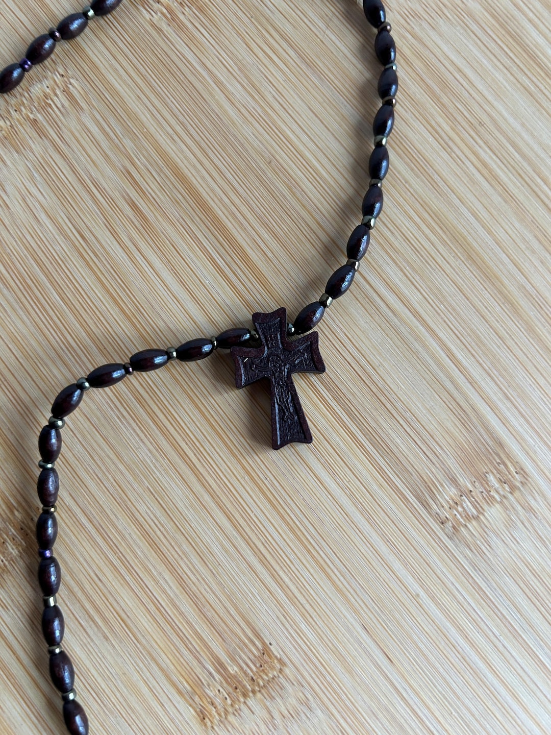 Handmade Prayer Rope Rosario, Rosario De Madera, Cross Necklace, Wooden ...