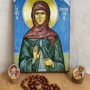 Saint Emmelia Greek Orthodox byzantine icon Faithful copy of an orthodox Byzantine icon favor icon