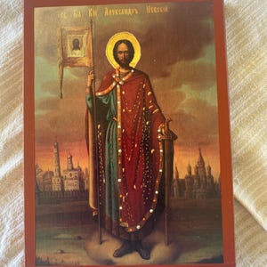 Saint Alexander Nevsky icon Orthodox icons Greek Orthodox byzantine icon Faithful copy of an orthodox Byzantine icon printed on wood