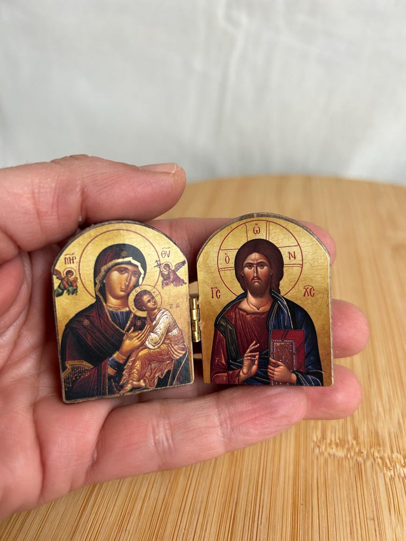 Christian Gift Set: Orthodox Cross, Rosary, Icon & Amulet image 8