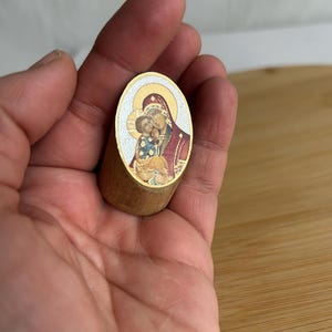 Pocket Wooden Christian Icon, small wooden desktop icon, travel icon,small enough to carry everywhere
