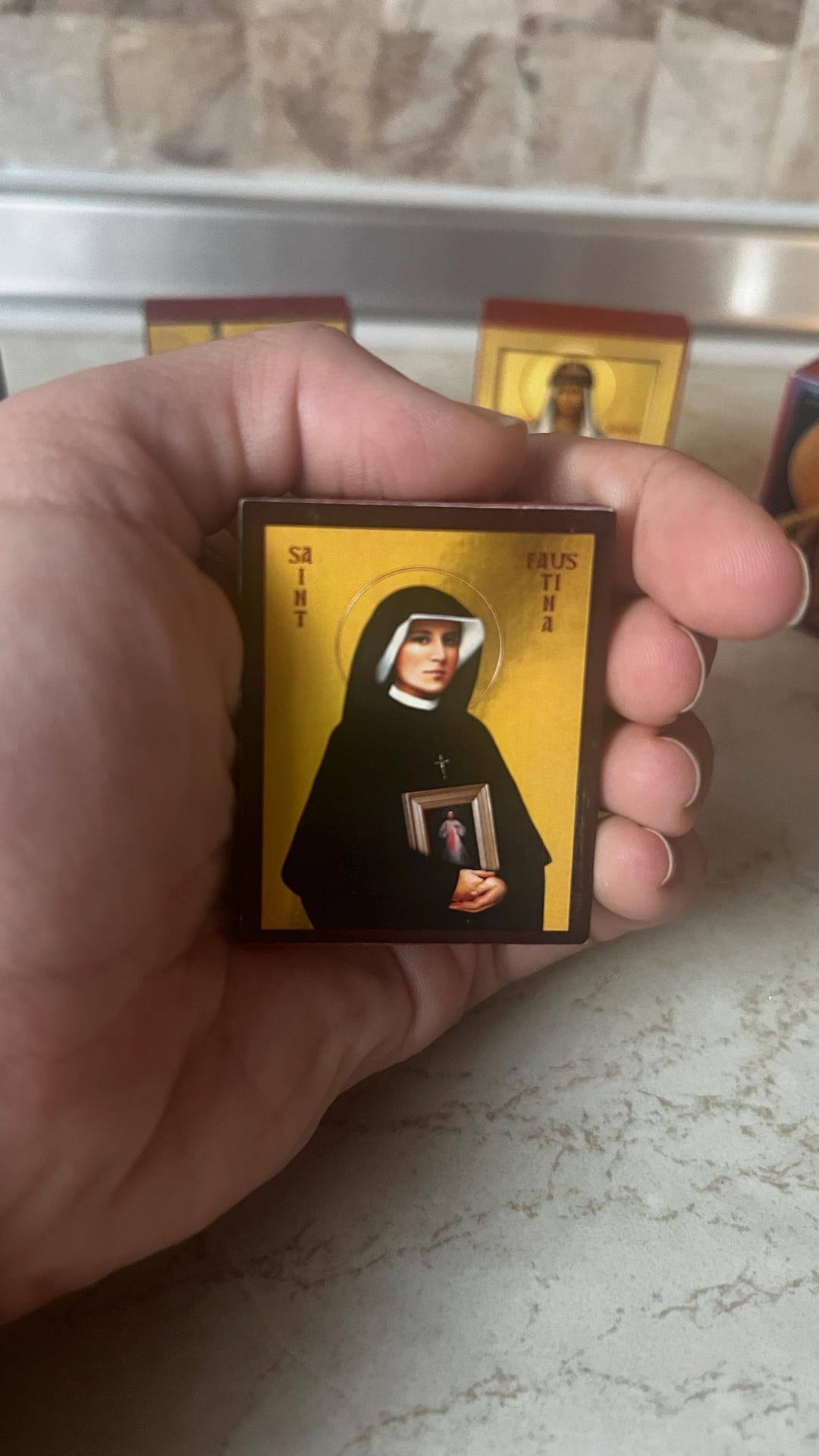 Small Wooden Pocket Icon Saint Faustina in Premium Quality Handmade ...